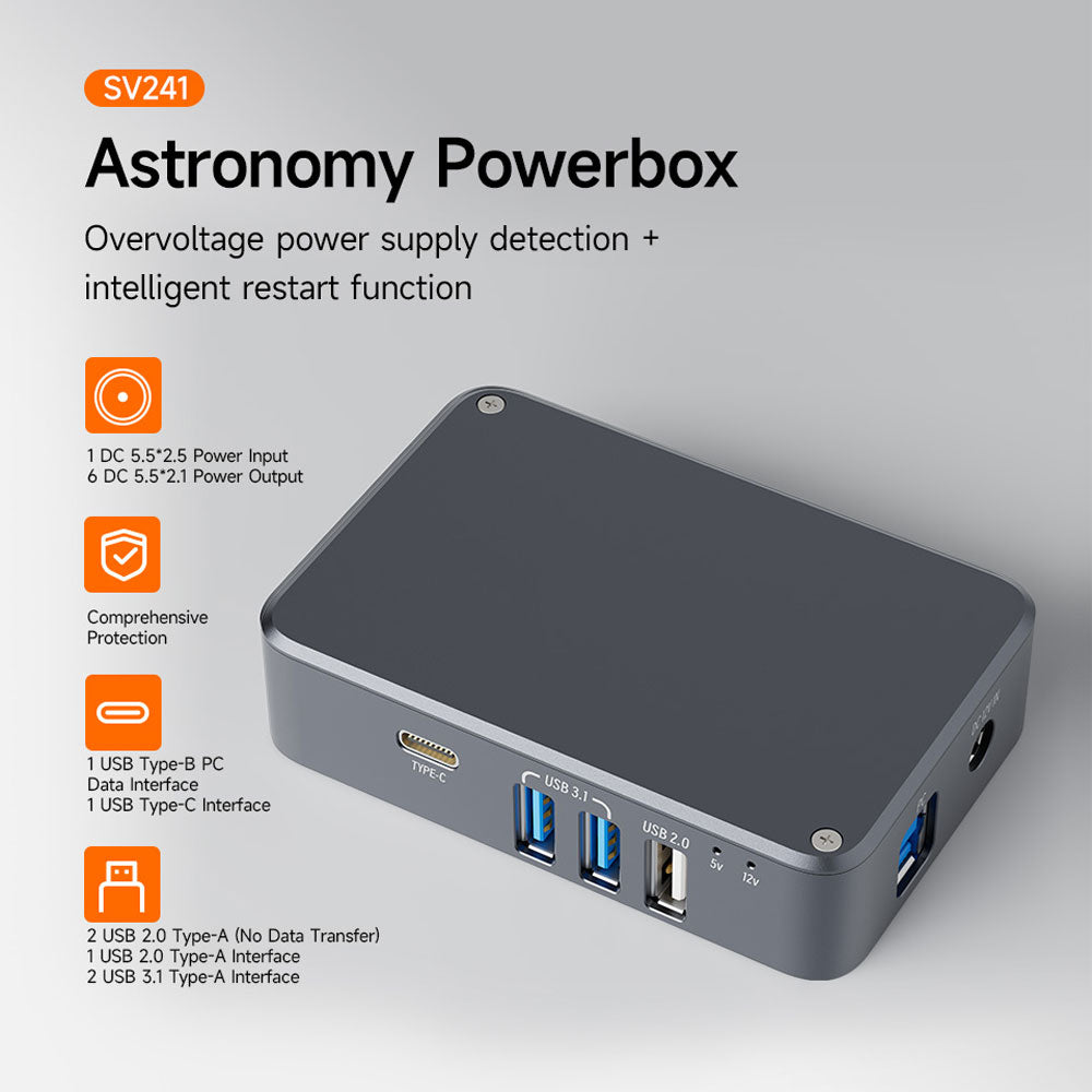 TeSeek DC + USB Astronomy USB Hub Power Box Astro USB Hub Suitable for Guide Camera and EQ Mount