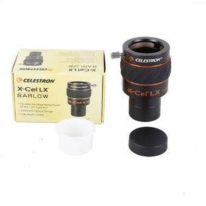 Celestron X-Cel LX 2X Barlow Lens with Anti-slip Rubber Ring Design for 1.25-inch Wide-angle Eyepiece