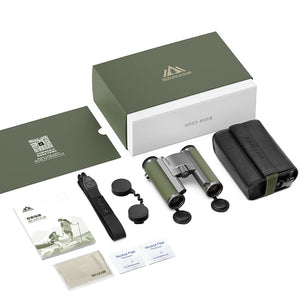 REASUR Green 8X25 Folding Binocular Telescope HD APO Pre-focus Flat-fielding Binocular for Bird Watching