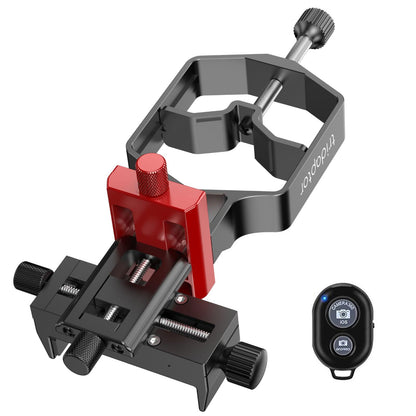 TeSeek XYZ 3-Axis Metal Mobile Phone Holder Adapter Cellphone Clip with Bluetooth for Astronomical Telescopes/Bird Watching