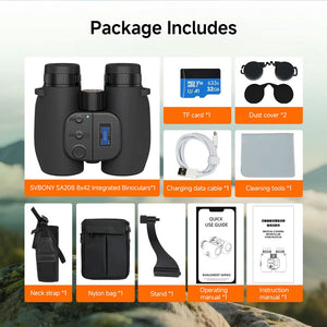 SVBONY SA208 8x42ED Integrated Binocular Telescope AI Identification Wide-field Electronic Telescope for Bird Watching