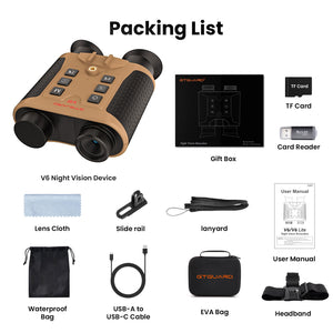 GTGUARD V6 4K High Definition 850nm Infrared Night Vision Device 60MP 1-8X Digital Zoom Binocular