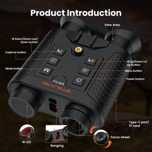 GTGUARD V6 PRO 4K HD 850nm Infrared Night Vision Device 60MP 1-8X Digital Zoom Binocular Built-in 600M Laser Rangefinder