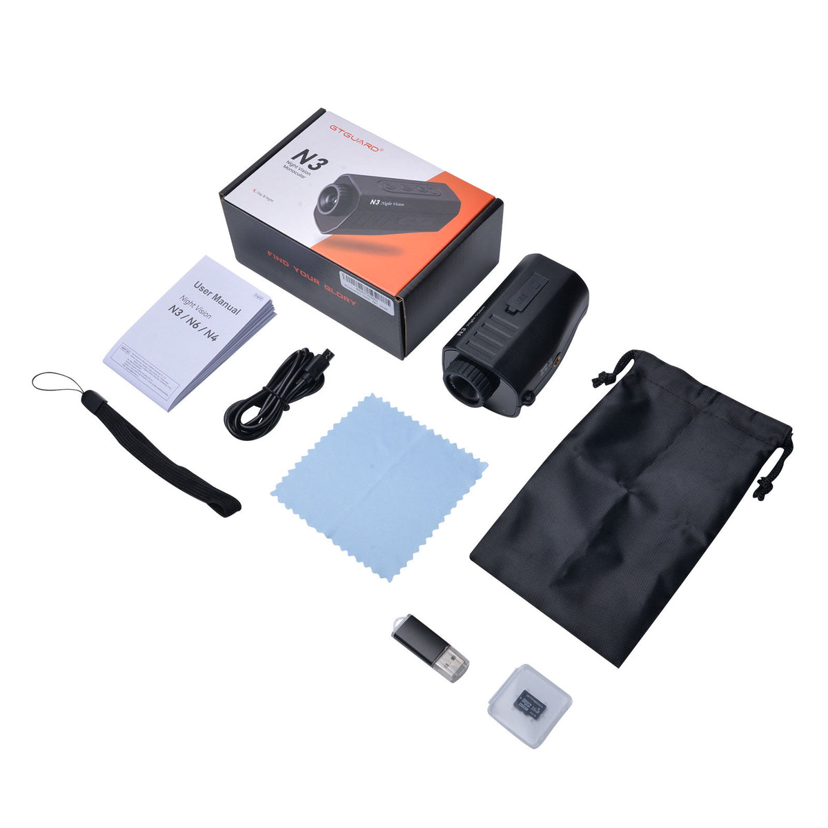 TeSeek GTGUARD N3 Low Light Infrared Night Vision Device 5X Digital Zoom Day/Night Dual-use Monocular with 1.54-Inch TFT Screen