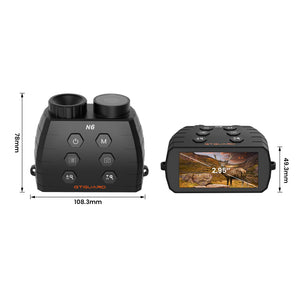 GTGUARD N6 High Definition 2.95-Inch TFT Screen 5X Digital Zoom Night Vision Binocular with 7-Levels IR Adjustment